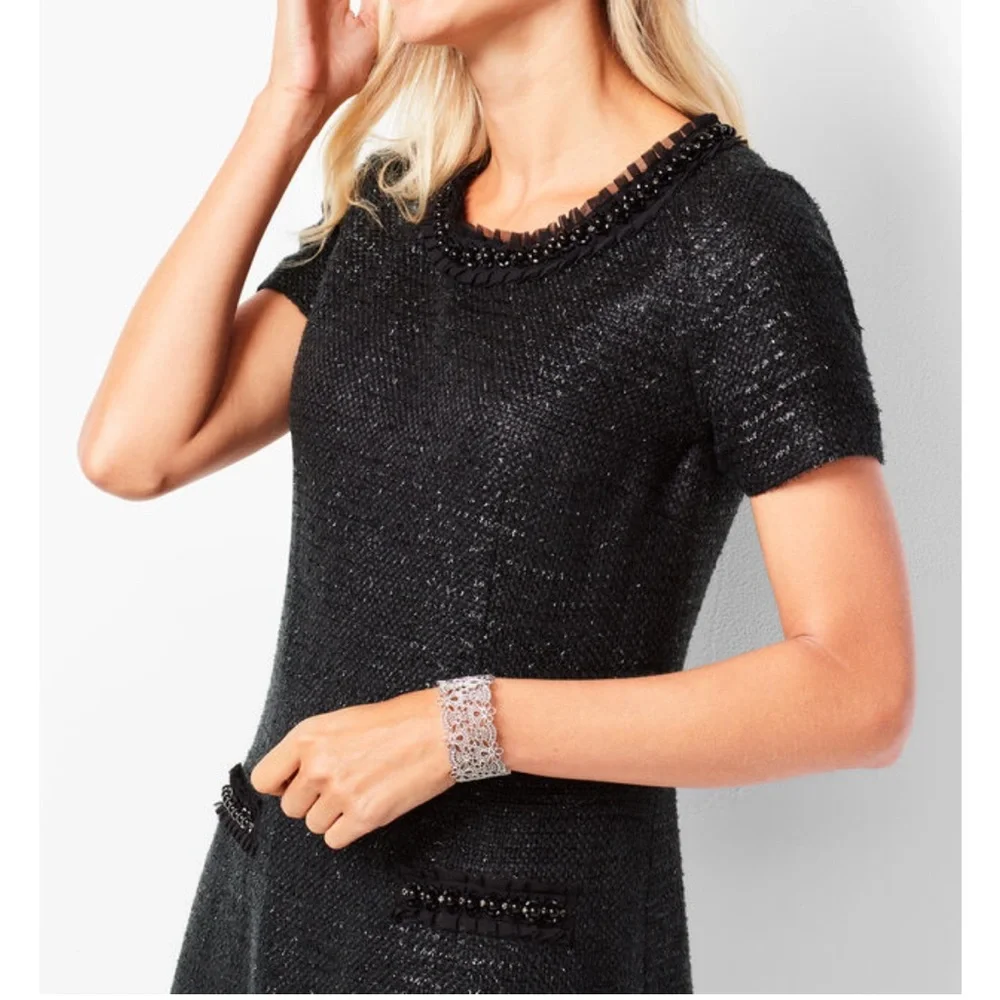 Talbots Black Sparkle Tweed Sheath Dress - Picture 4 of 8